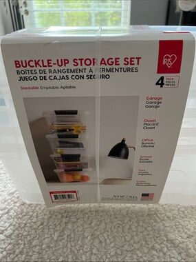 iris Clear Buckle-Up Storage Set (4) with White Buckles - Clear